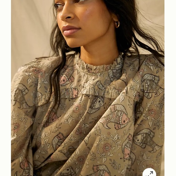 Anthropologie Let Me Be Maple Ruffled Blouse - Picture 3 of 3